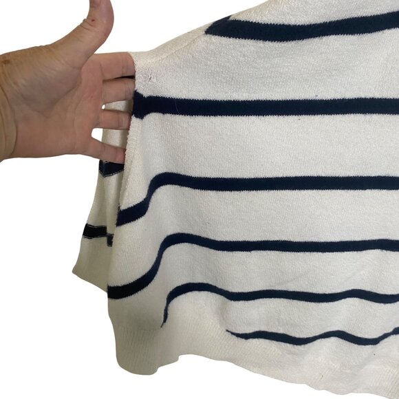 J. Jill Sweater Cape Poncho Womens One Size White Navy Striped Relaxed Cozy Casu - Picture 4 of 9